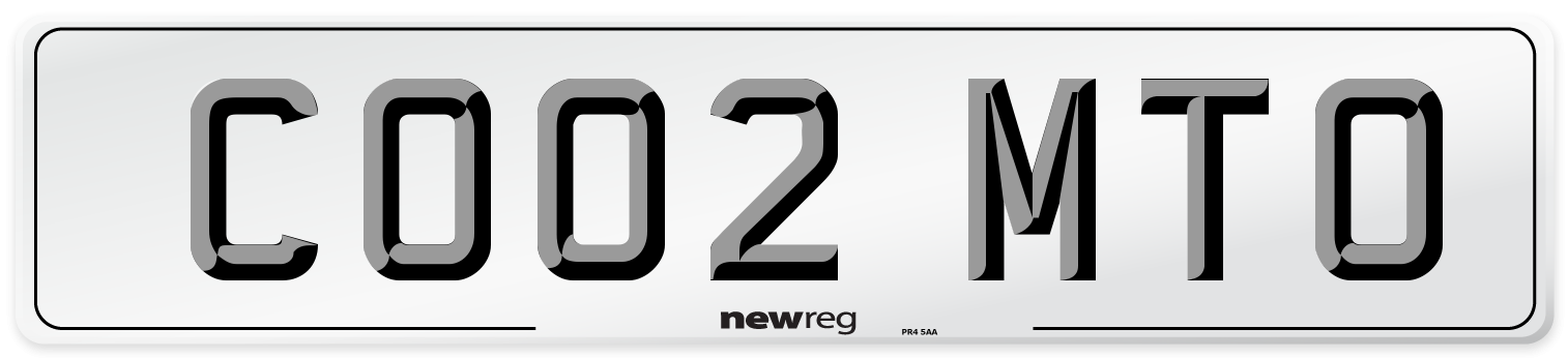 CO02 MTO Number Plate from New Reg